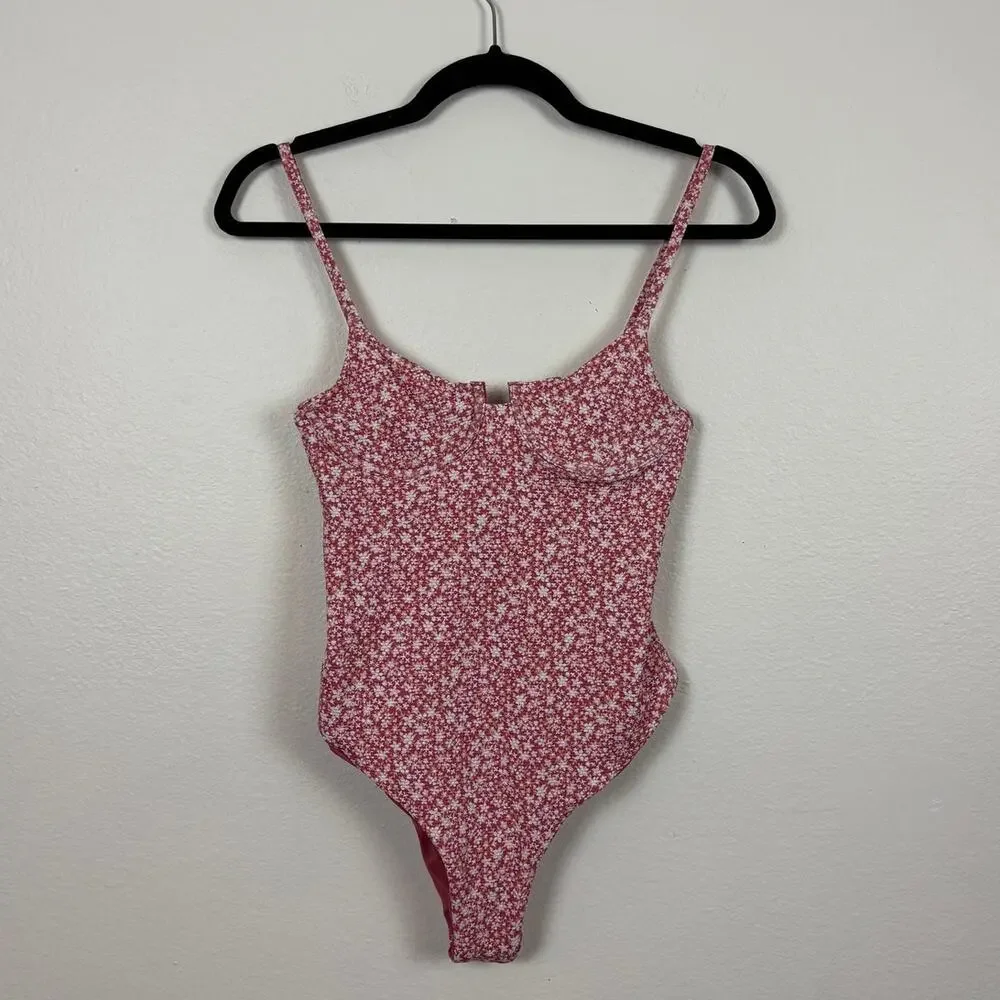 NWT B Swim Jetty Florecita Pink White Floral One Piece Swim Suit Small